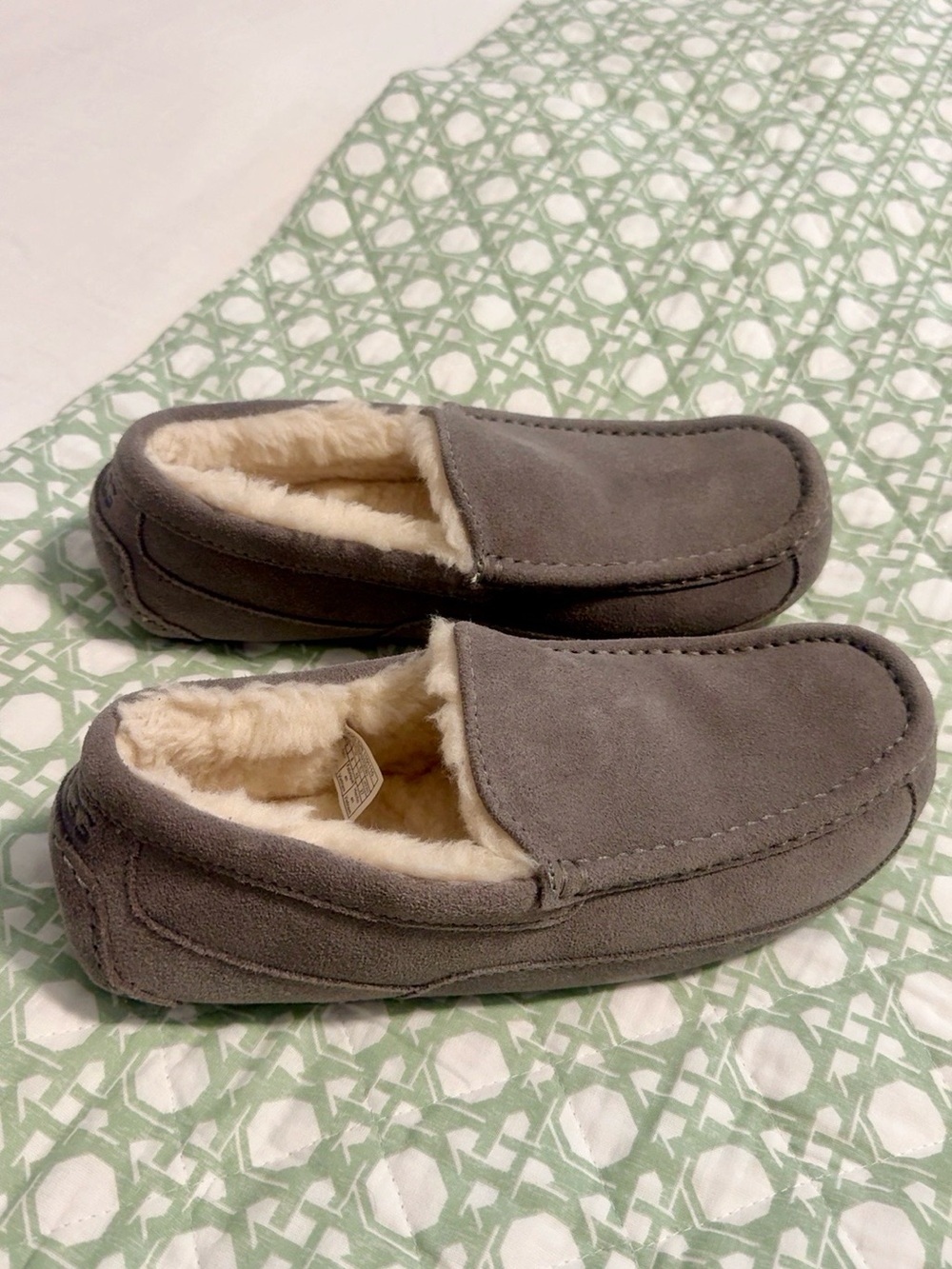 UGG Ascot Men's Gray Suede Shearling-Lined Slip-On Slippers